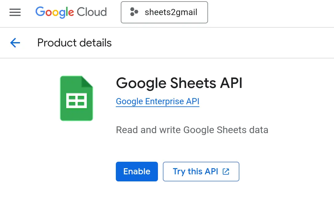 Enabling Google Sheets API in Google Cloud for automation project